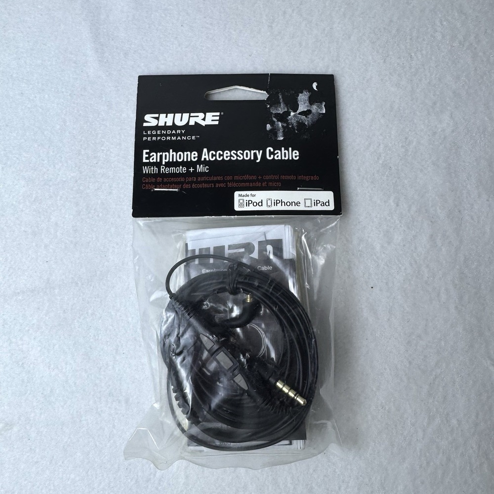 New Shure CBL-M-K Earphone Accessory Cable With Remote And Mic Detachable Cable